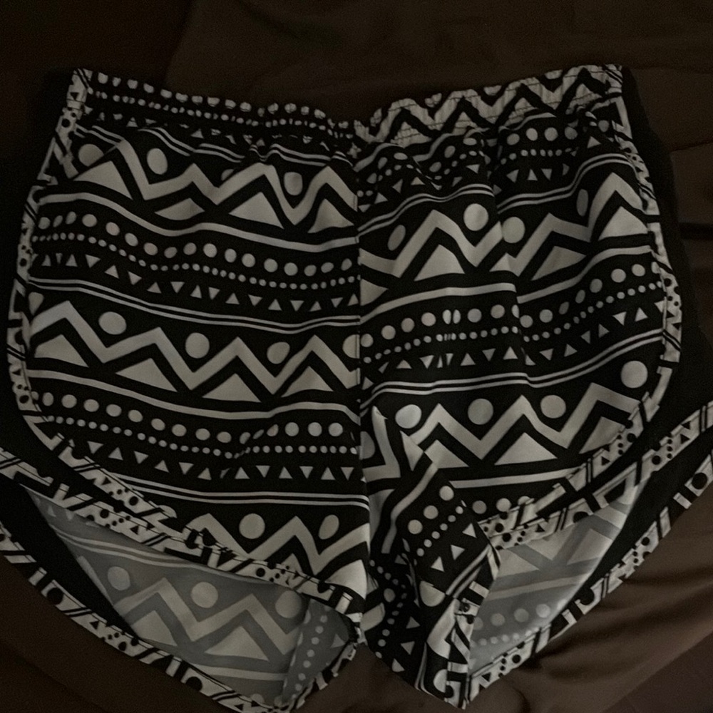 Black and White Geometric Patterned Shorts